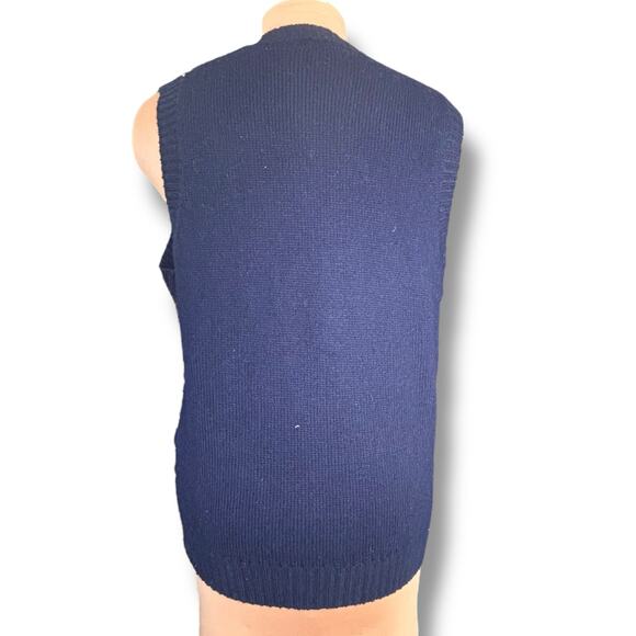 Vintage Par Four Sportswear Fair Isle Sweater Vest Navy Red Wool Blend Large - Picture 3 of 9